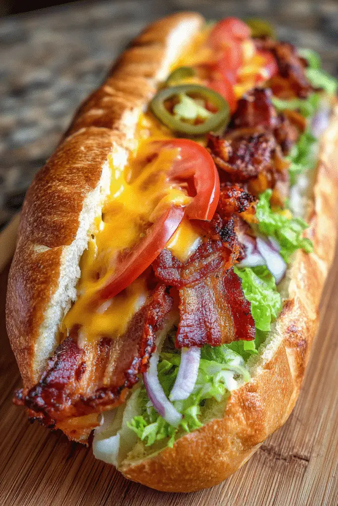 Pinterest-ready Ultimate Bacon-Cheese Stuffed Overload Sub recipe with premium ingredients