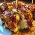 Smoked Gouda Bacon Chicken Bombs with melted cheese and crispy bacon - CrennRecipes premium appetizer