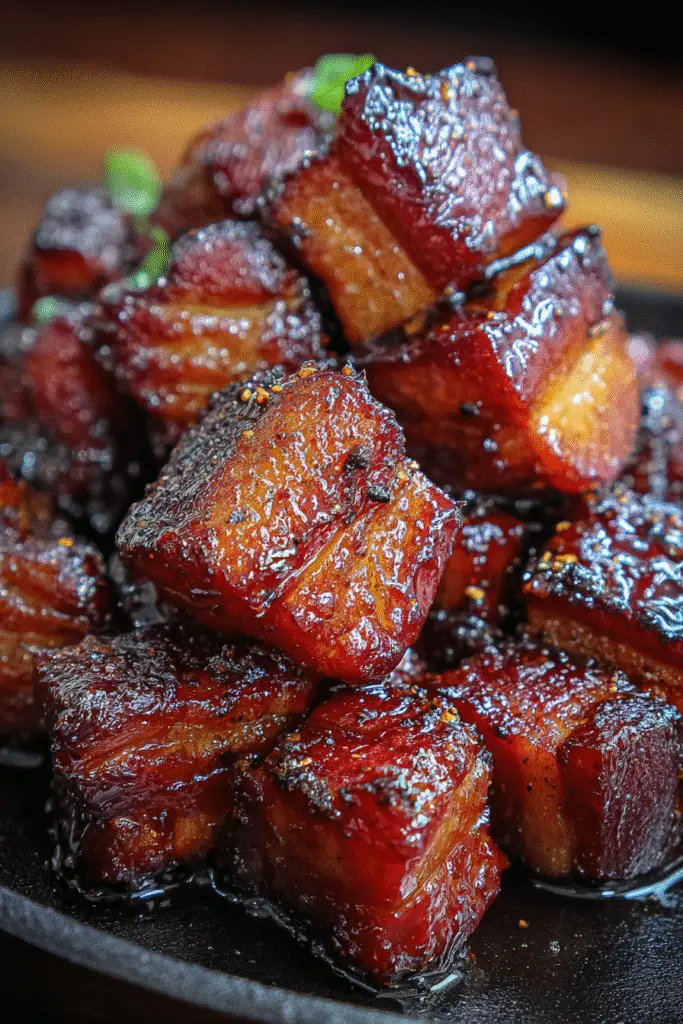 Smoky Jack Daniel's pork burnt ends BBQ recipe with step-by-step cooking guide for Pinterest