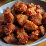 Spicy Fireball Whiskey Pulled Pork Nuggets recipe with tender golden-brown pork pieces on premium serving plate