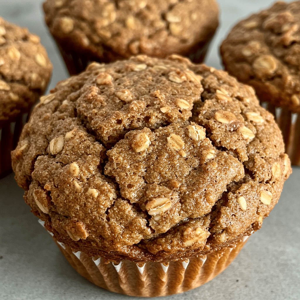 Sunrise Harvest Bran Muffins recipe with oat bran and carrots on rustic wooden board