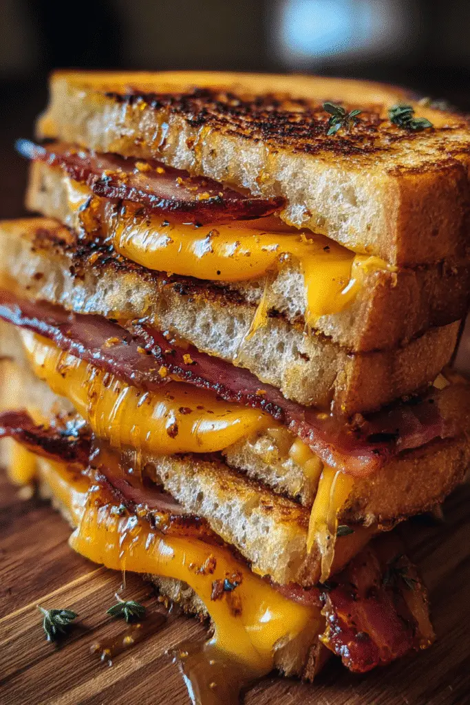 Sweet Maple Bacon Grilled Cheese step-by-step recipe with caramelized bacon and artisan cheese