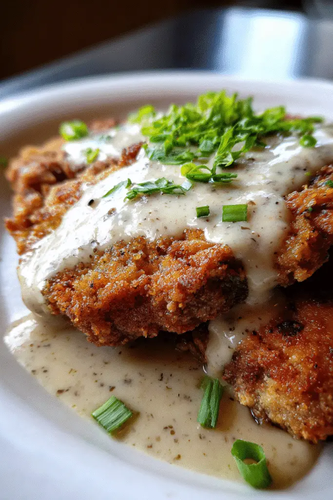 Texas chicken-fried steak recipe with white pepper gravy pinterest-ready vertical composition