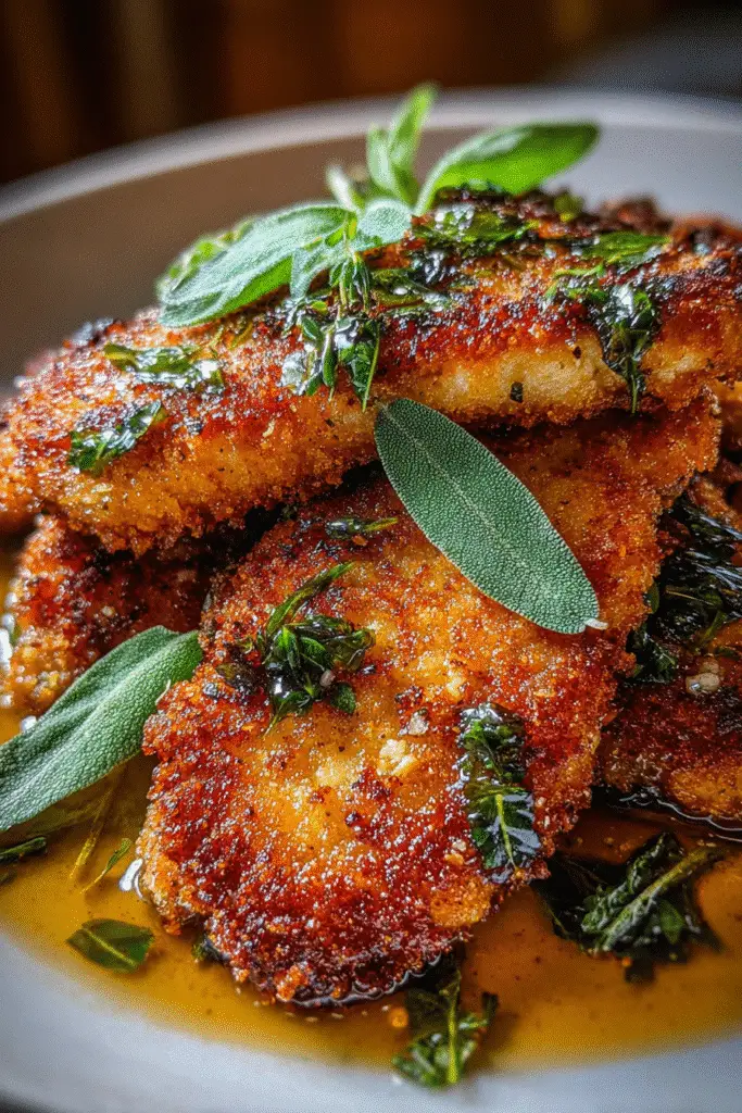 Crispy fried turkey cutlets recipe with sage gravy, perfect for Thanksgiving leftovers
