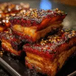 Whiskey Brown Sugar BBQ Pork Belly with caramelized bourbon glaze and premium ingredients