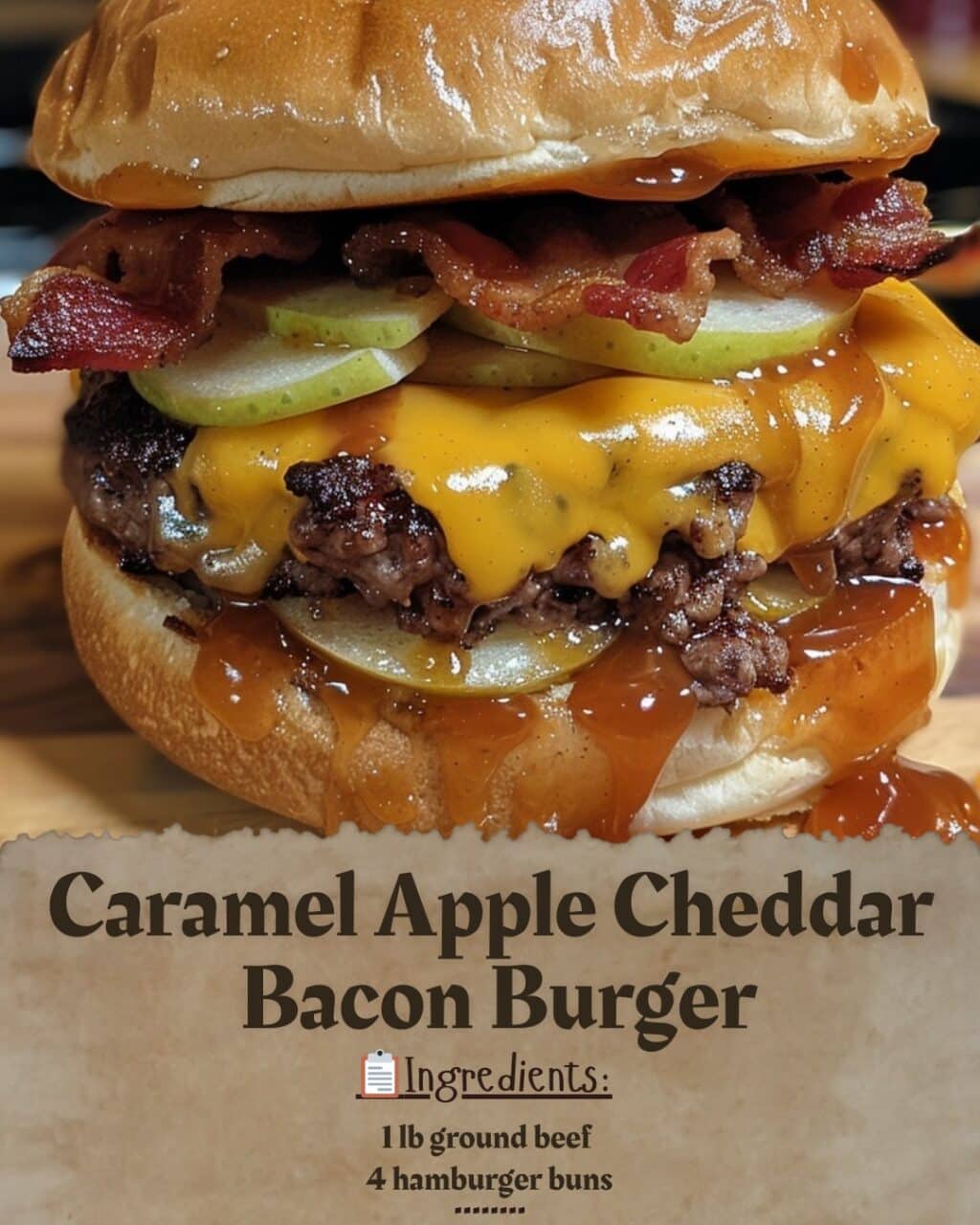 Caramel Apple Cheddar Bacon Burger
