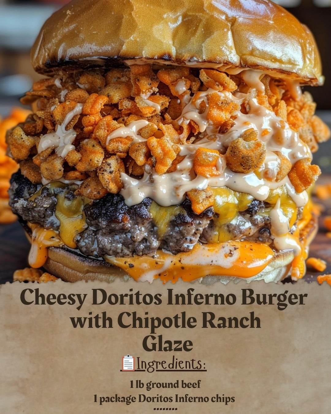 Cheesy Doritos Inferno Burger with Chipotle Ranch Glaze