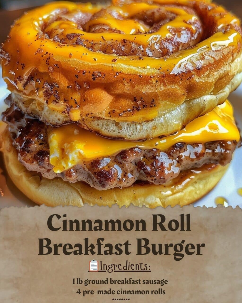 Cinnamon Roll Breakfast Burger
