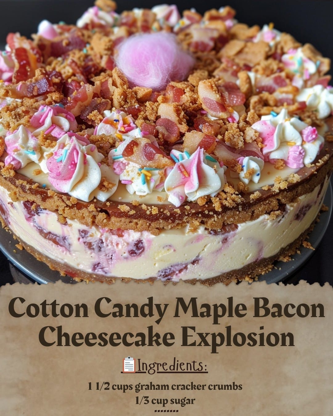 Cotton Candy Maple Bacon Cheesecake Explosion