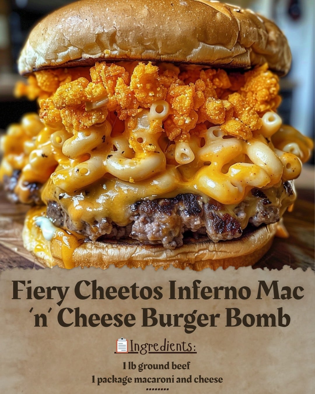 I Tried the Fiery Cheetos Inferno Mac 'n' Cheese Burger Bomb 7 Fiery Cheetos Inferno Mac ‘n’ Cheese Burger Bomb