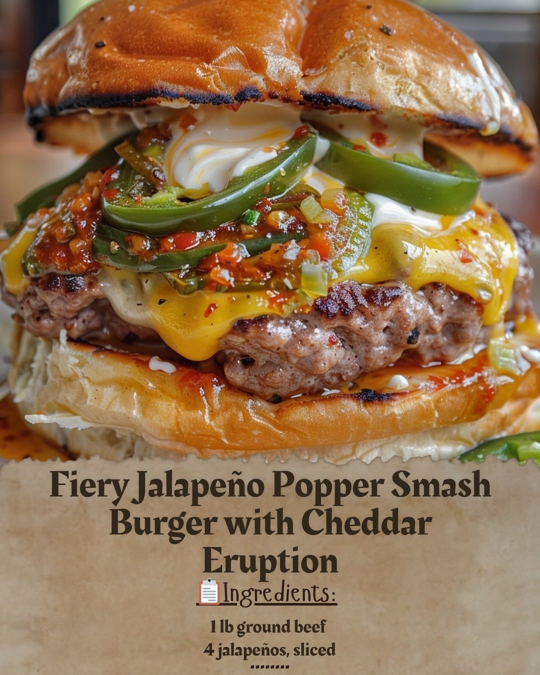 Fiery Jalapeño Popper Smash Burger with Cheddar Eruption