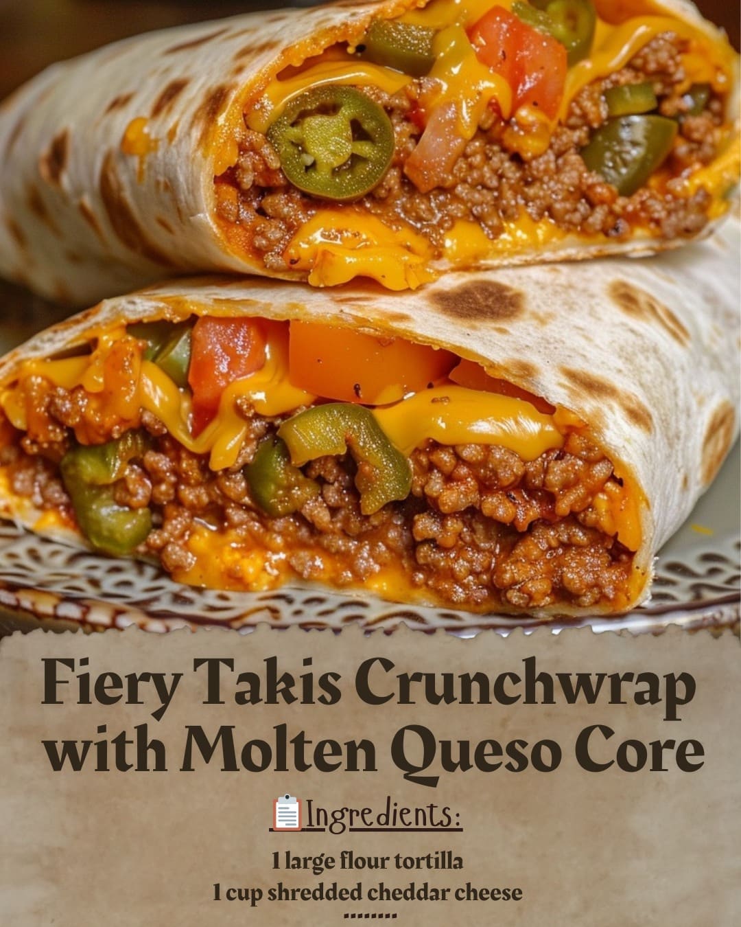 Fiery Takis Crunchwrap with Molten Queso Core