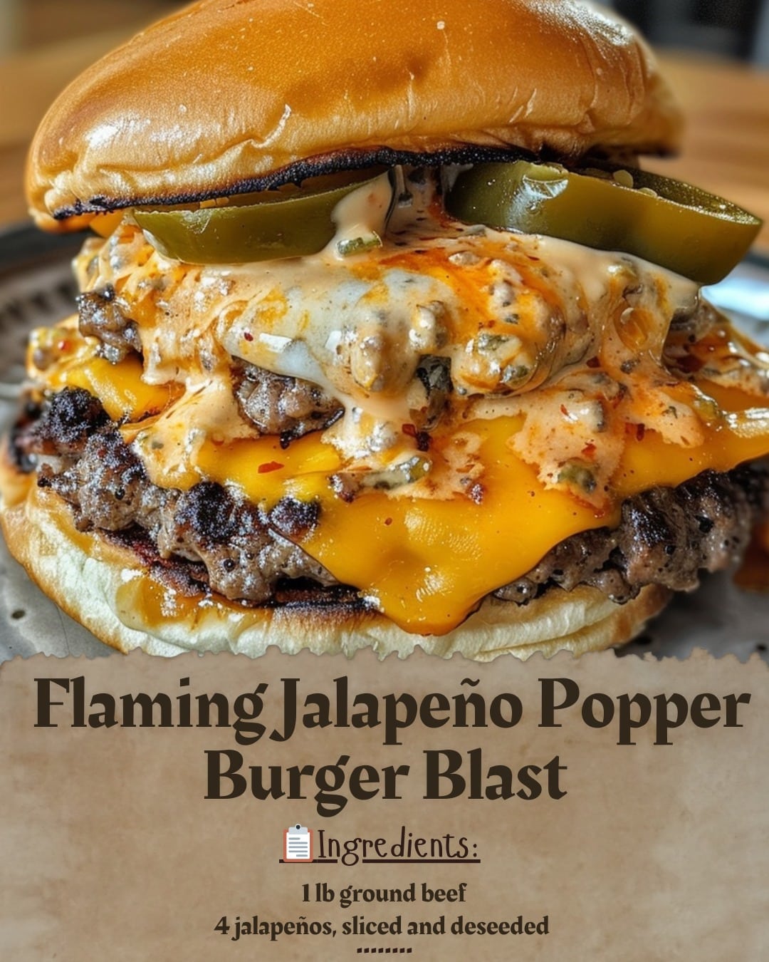 Flaming Jalapeño Popper Burger Blast