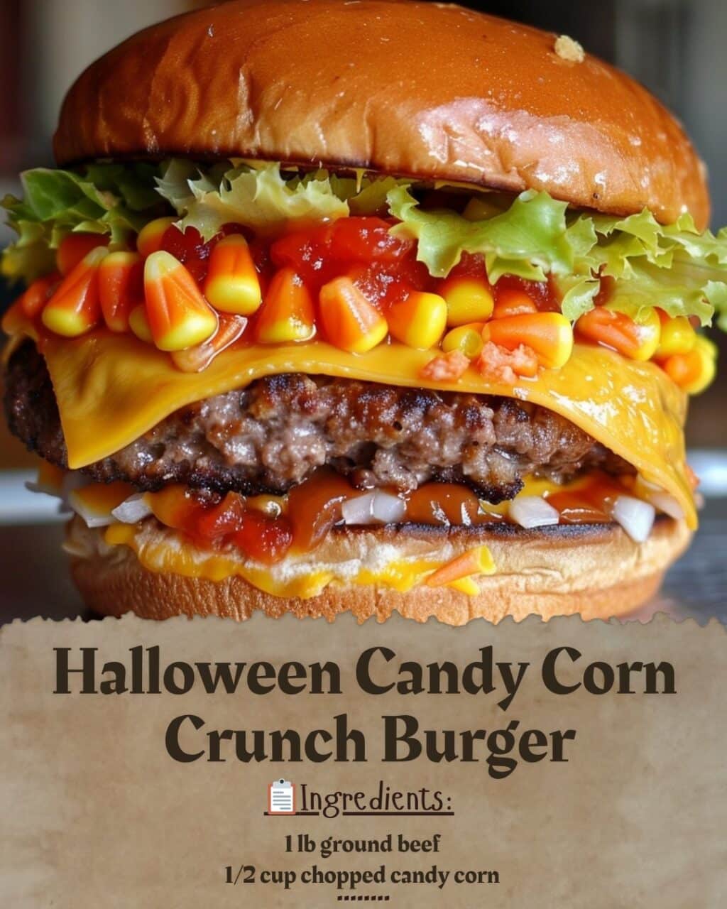 Halloween Candy Corn Crunch Burger