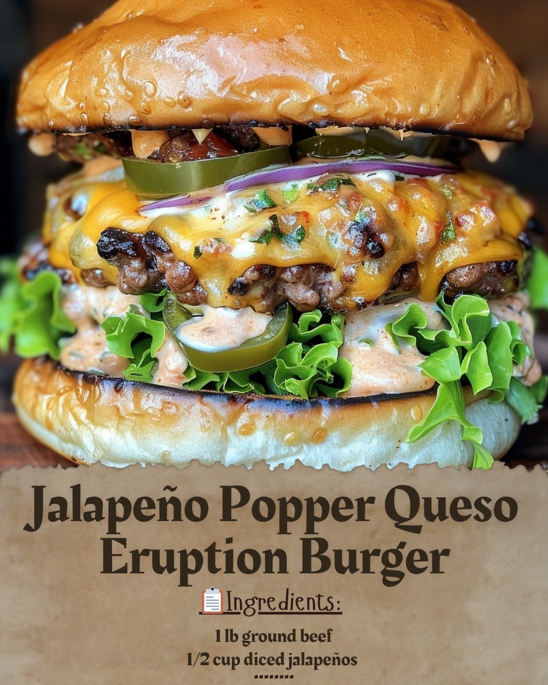 Jalapeño Popper Queso Eruption Burger