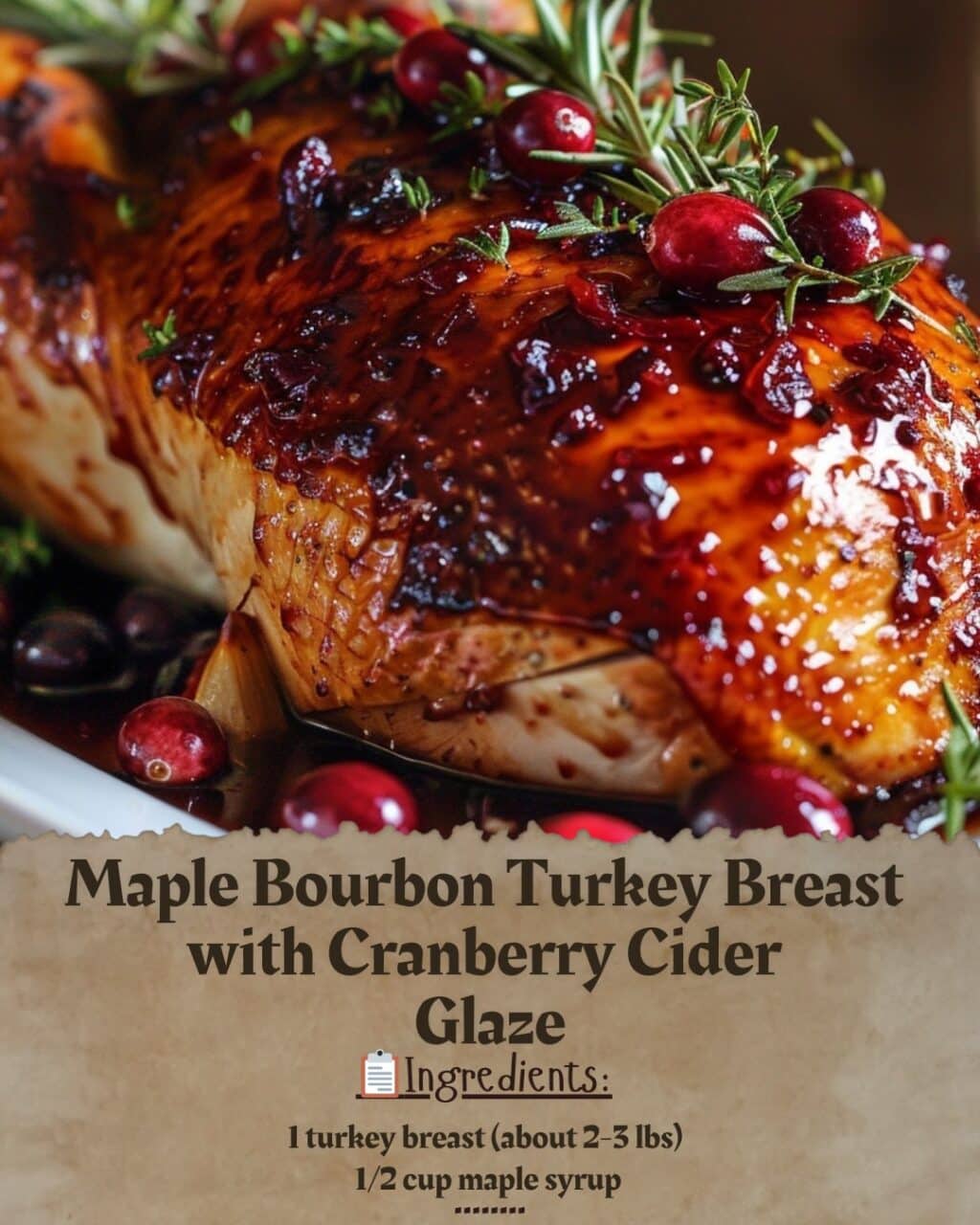 Maple Bourbon Turkey Breast with Cranberry Cider Glaze