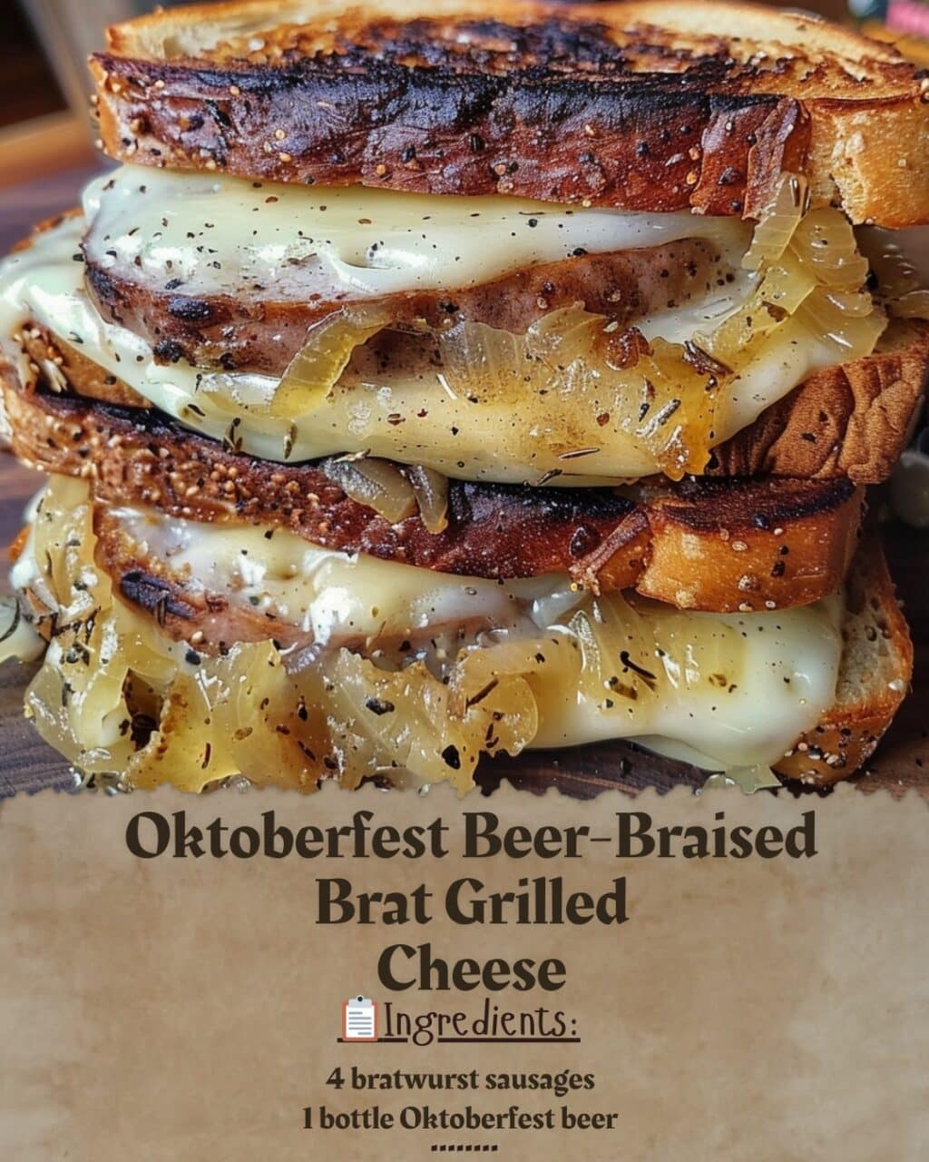 Oktoberfest Beer-Braised Brat Grilled Cheese