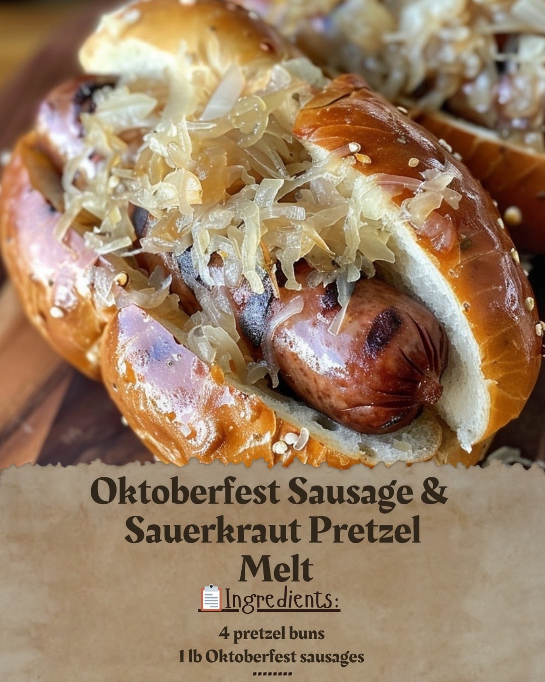 Oktoberfest Sausage & Sauerkraut Pretzel Melt