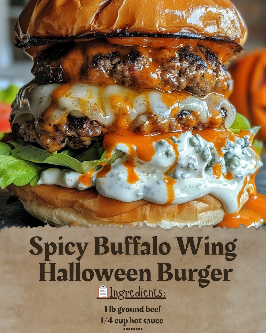 Spicy Buffalo Wing Halloween Burger