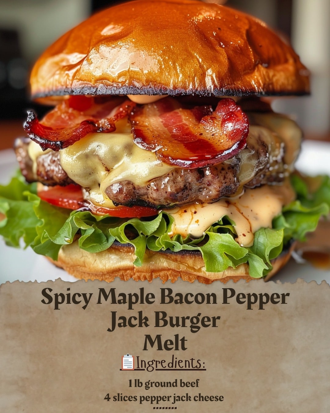 Spicy Maple Bacon Pepper Jack Burger Melt