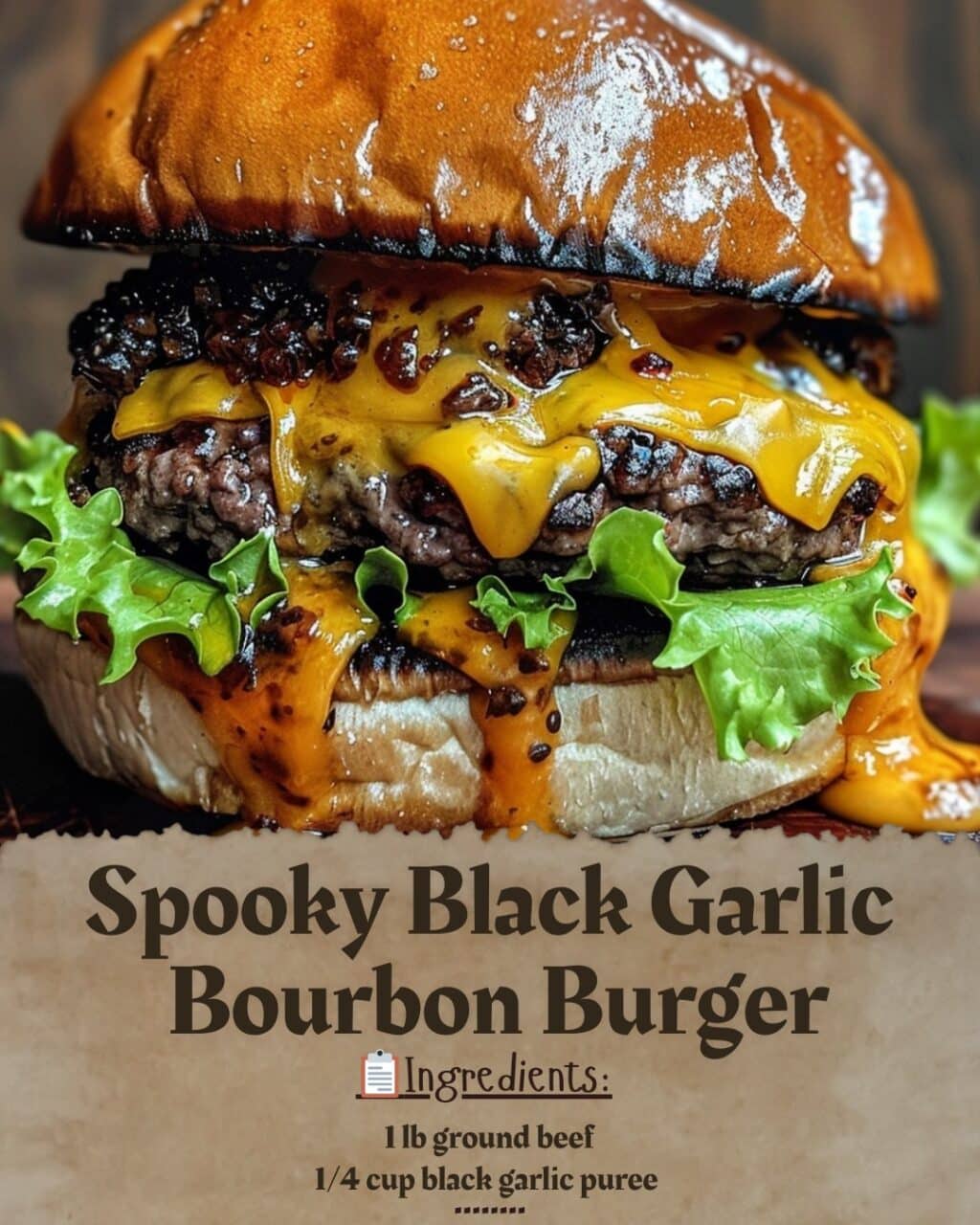 Spooky Black Garlic Bourbon Burger