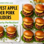 Harvest Apple Cider Pork Burger Sliders recipe - CrennRecipes gourmet-appetizers apple cider pork sliders