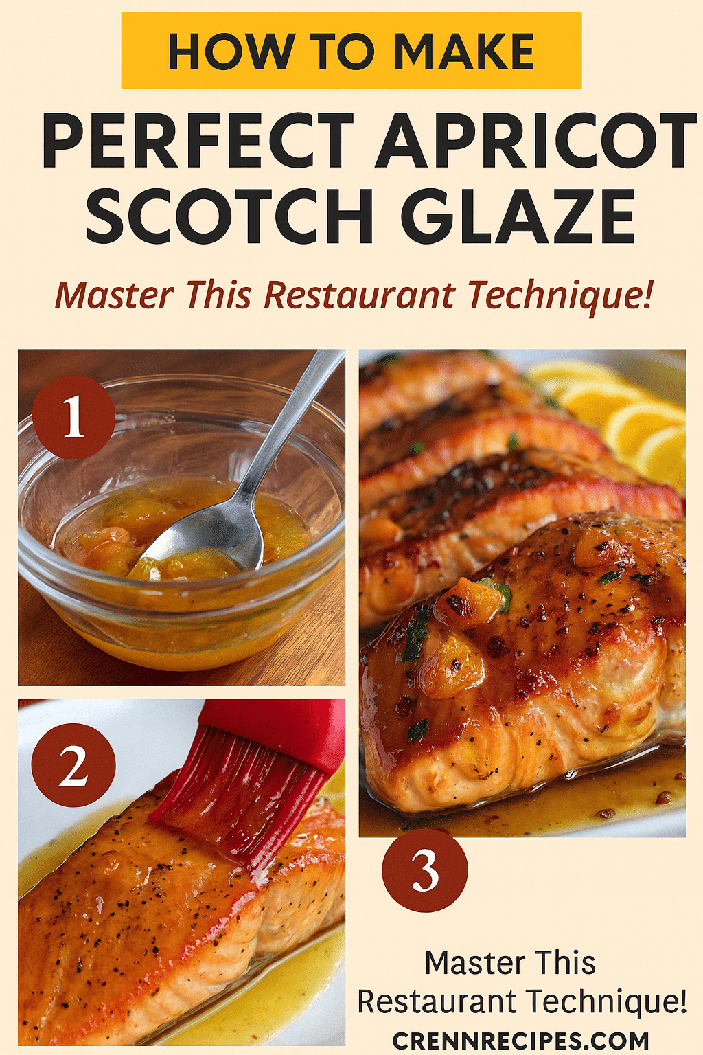 How to make apricot scotch glaze tutorial pin - step-by-step elegant-entrees guide