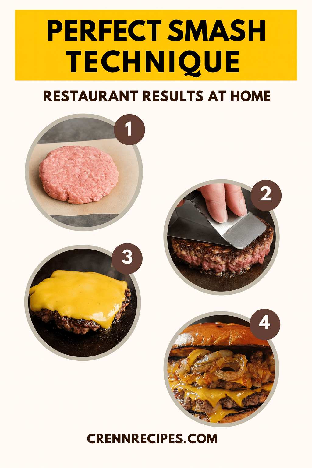 Perfect smash burger technique tutorial pin - step-by-step elegant-entrees guide