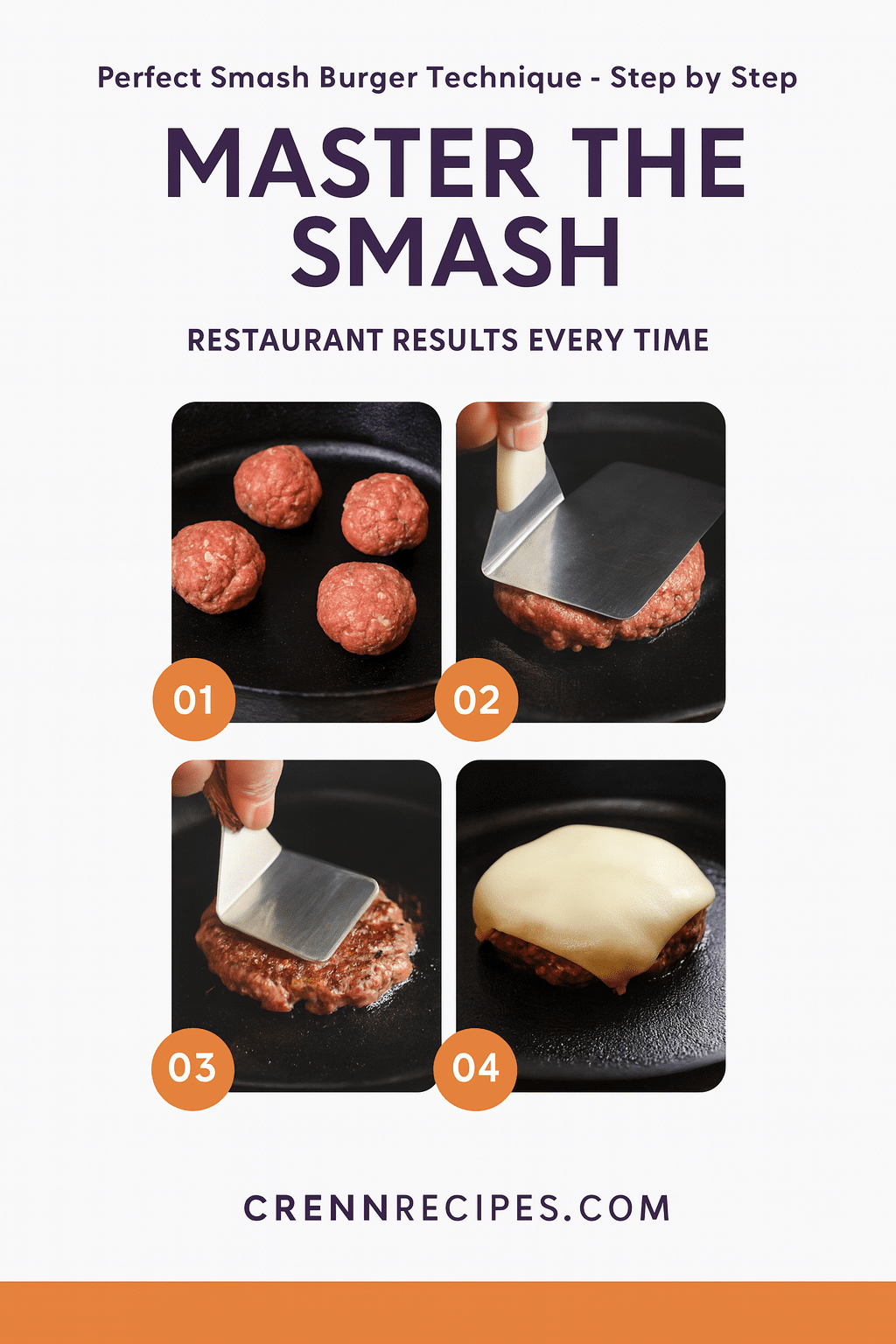 Perfect Smash Burger Technique tutorial pin - step-by-step elegant-entrees guide