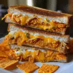 Buffalo Ranch Doritos Crunch Grilled Cheese with melted cheddar and crispy tortilla chips