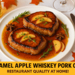 Caramel Apple Whiskey Pork Chops recipe - CrennRecipes elegant-entrees fall pork chops