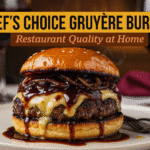 Caramelized Onion Gruyère Burger recipe - CrennRecipes elegant-entrees caramelized onion gruyere burger