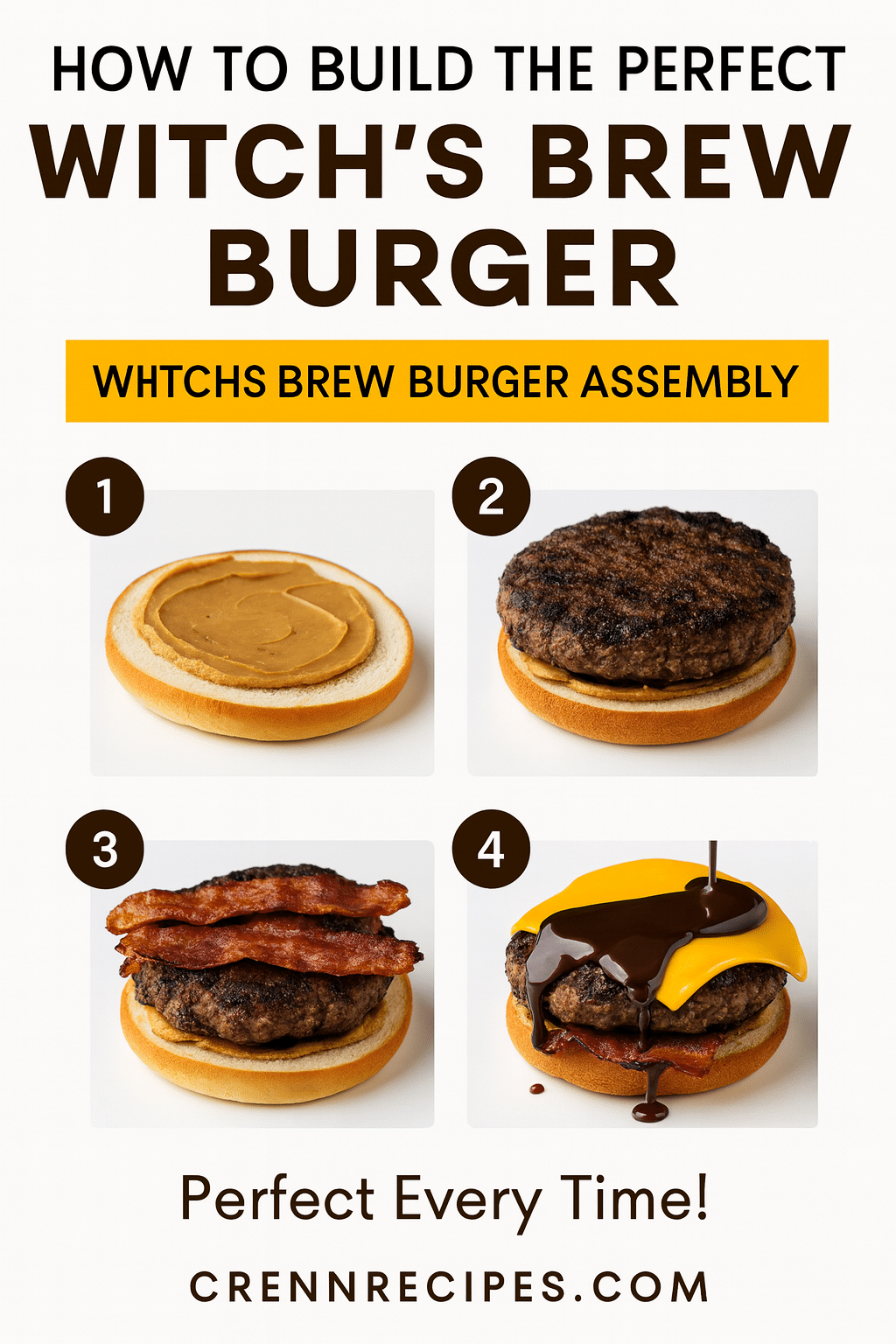 How to Build the Perfect Witch's Brew Burger tutorial pin - step-by-step gourmet appetizers guide