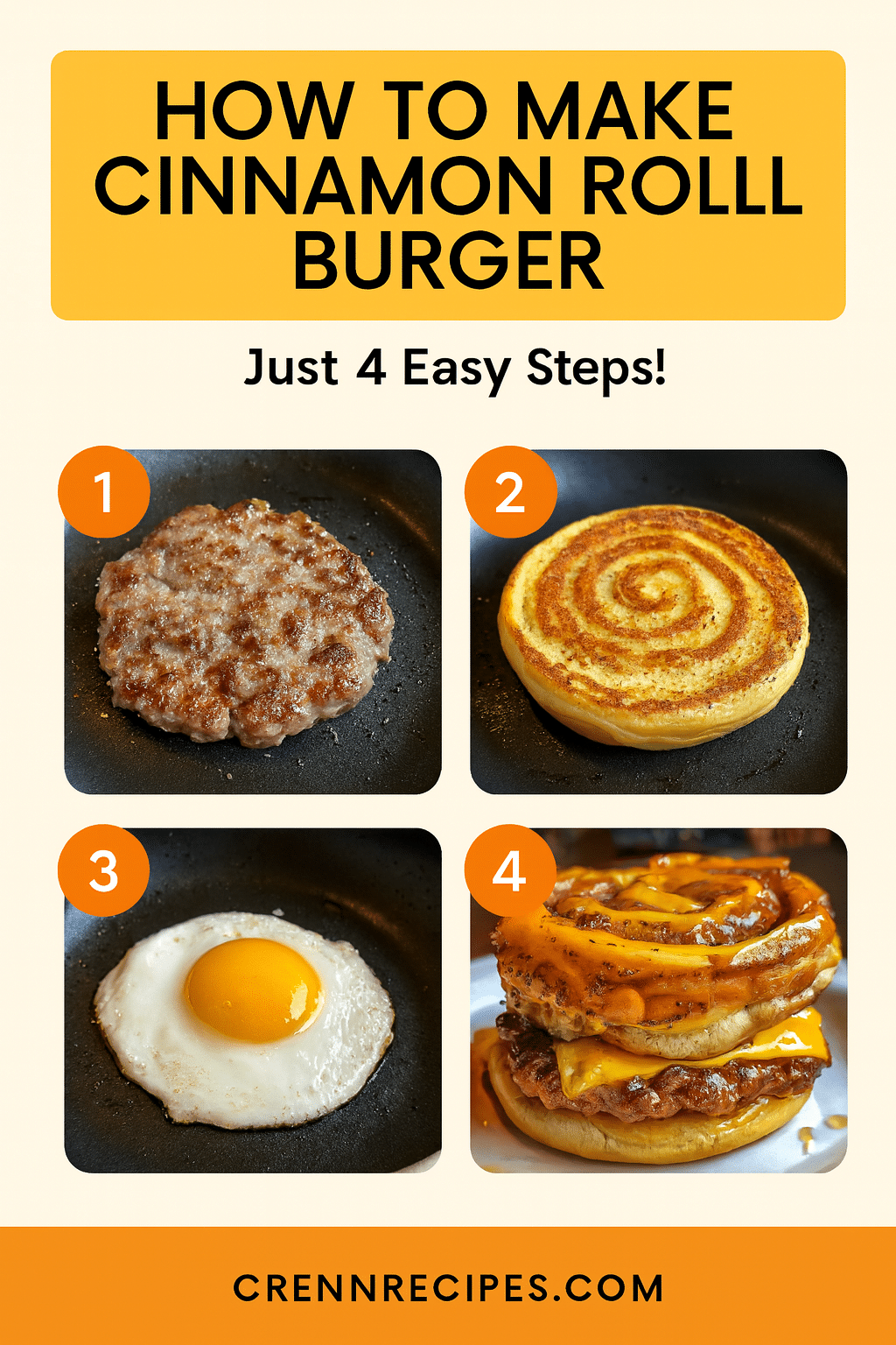 How to make cinnamon roll breakfast burger tutorial pin - step-by-step brunch classics guide