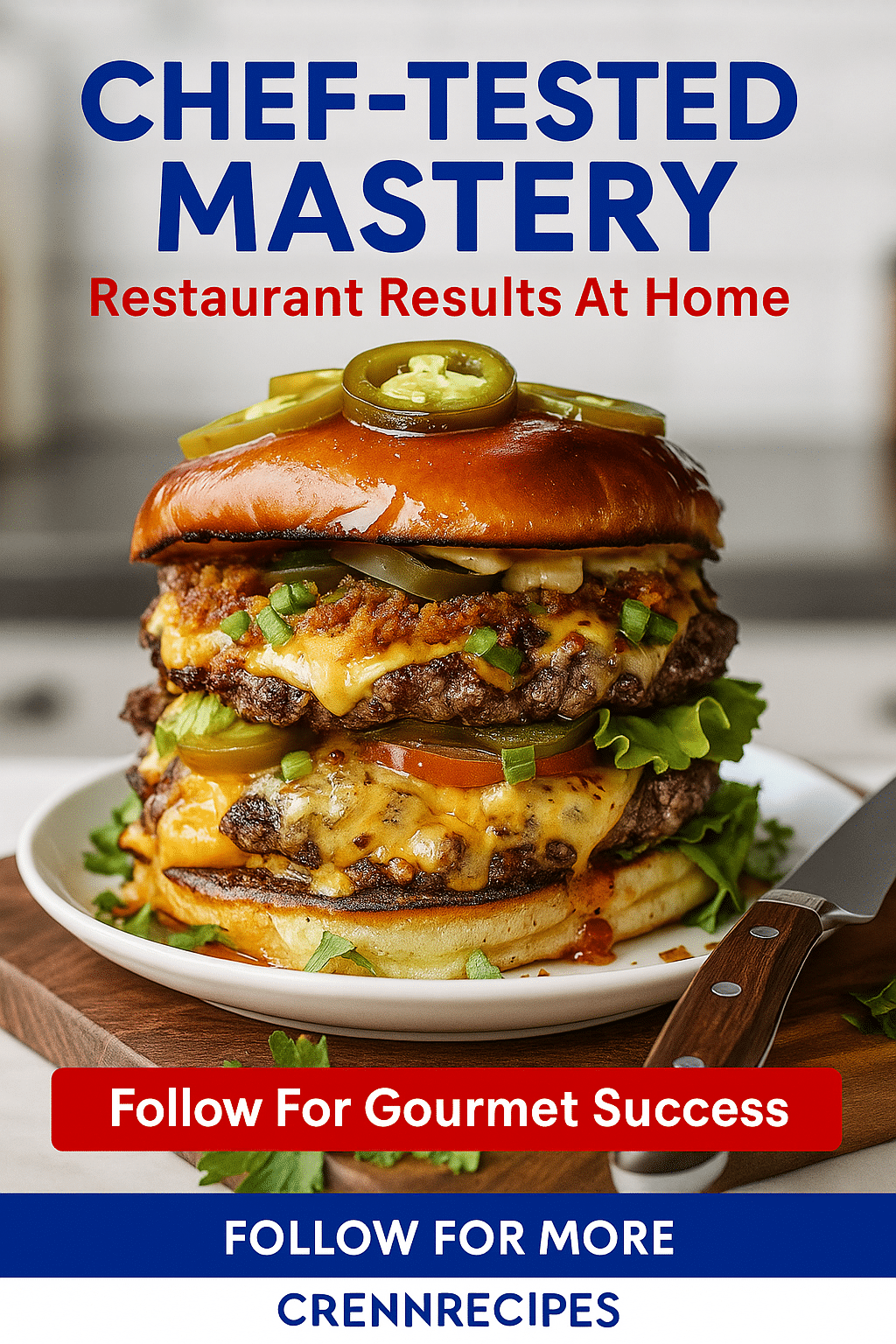 CrennRecipes brand authority - chef-tested gourmet burger mastery