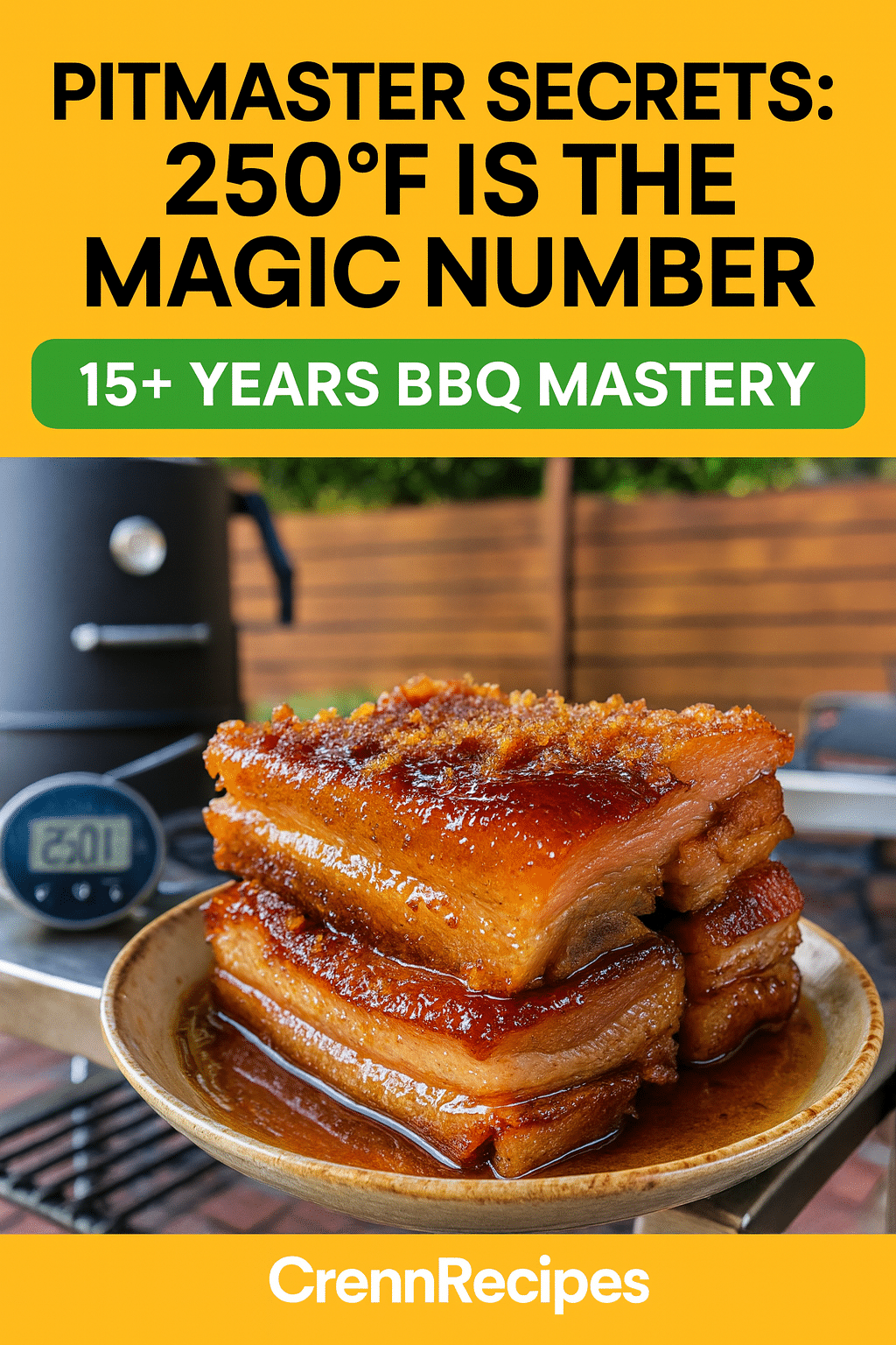 CrennRecipes brand authority - pitmaster secrets 250F magic number culinary expertise