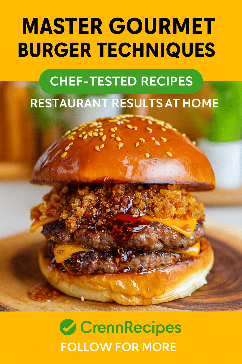 CrennRecipes brand authority - Master gourmet burger techniques culinary expertise