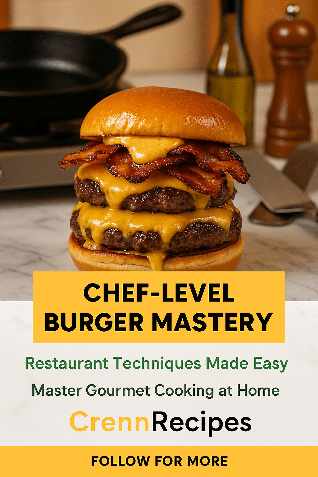CrennRecipes brand authority - chef-level burger techniques culinary expertise