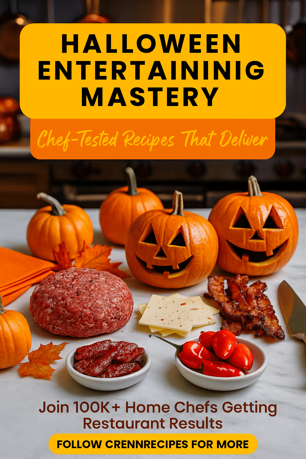 CrennRecipes brand authority - Halloween entertaining mastery with ghost pepper burger recipe culinary expertise