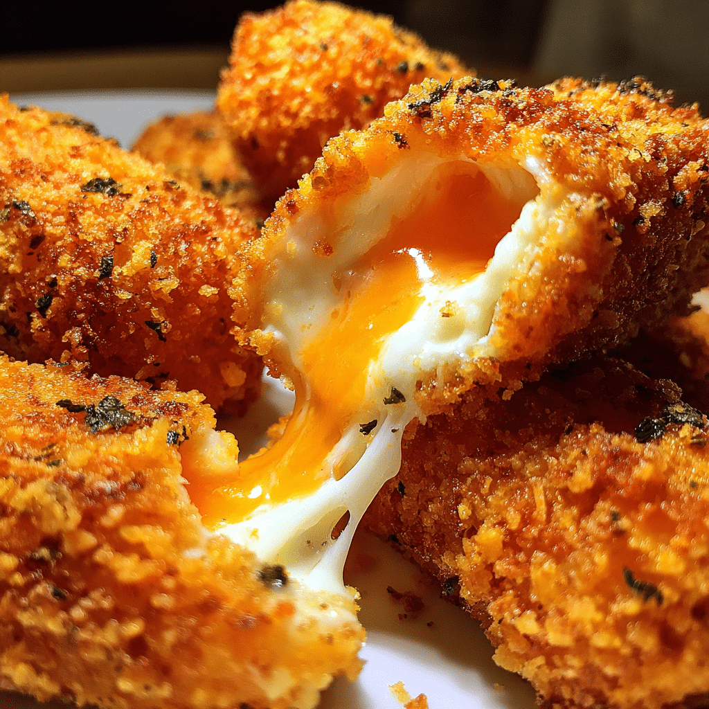 Doritos mozzarella sticks with golden crispy coating and melted cheese center, premium appetizer recipe