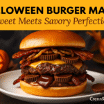 Reese's Peanut Butter Cup Halloween Burger recipe - CrennRecipes elegant entrees halloween burger with chocolate and peanut butter