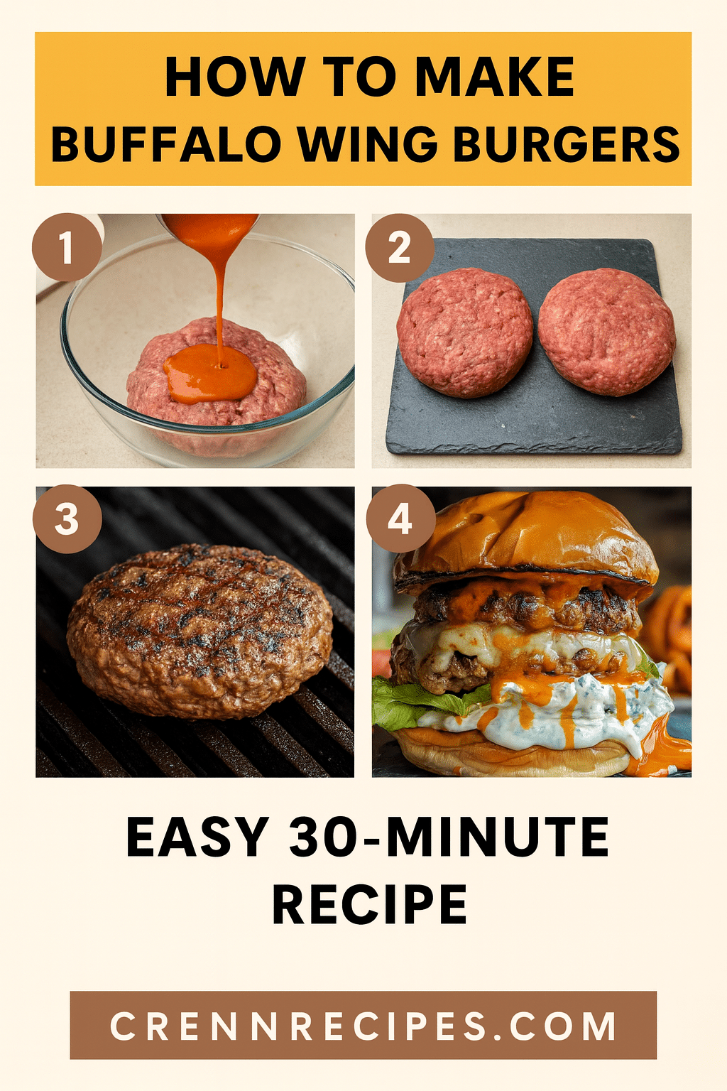 How to make buffalo wing burgers tutorial pin - step-by-step elegant-entrees guide