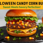 Halloween Candy Corn Burger recipe - CrennRecipes gourmet appetizers halloween party food