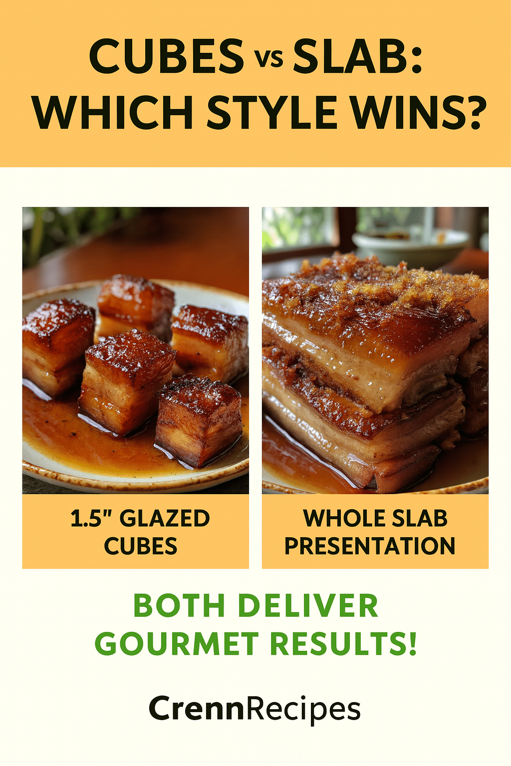 Cubes vs slab pork belly comparison - gourmet appetizers comparison guide