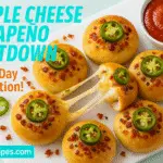 Triple Cheese Jalapeño Meltdown Pizza Bomb recipe - CrennRecipes gourmet appetizers jalapeño pizza bombs