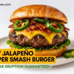 Fiery Jalapeño Popper Smash Burger recipe - CrennRecipes gourmet-appetizers jalapeño popper smash burger