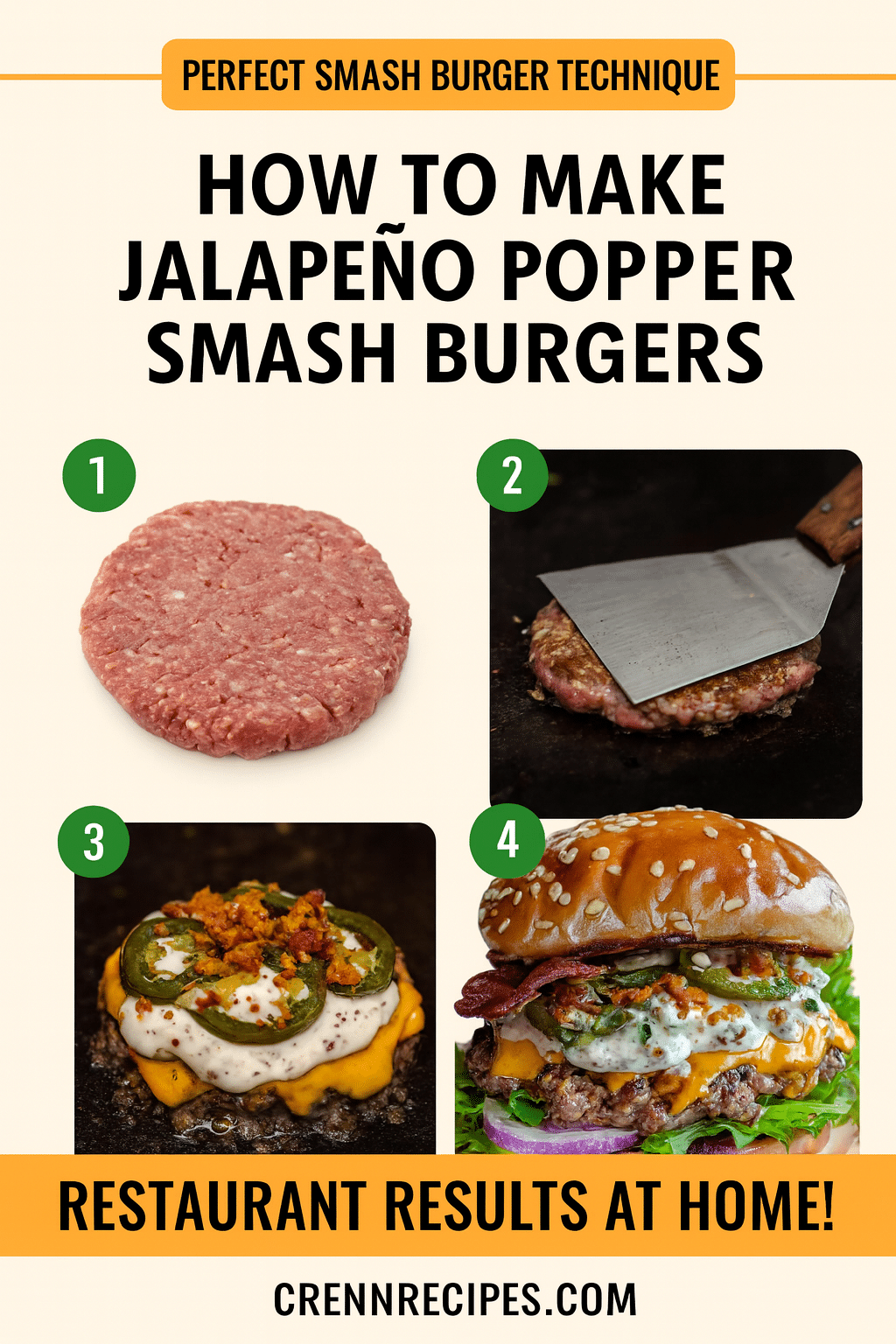 How to make jalapeño popper smash burgers tutorial pin - step-by-step gourmet-appetizers guide