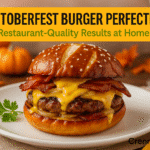 Oktoberfest Pretzel Bun Beer Cheese Burger recipe - CrennRecipes gourmet appetizers oktoberfest burger