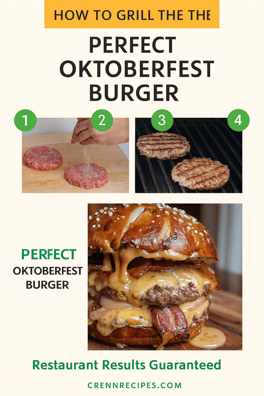 How to Grill Perfect Oktoberfest Burger tutorial pin - step-by-step gourmet appetizers guide