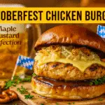 Oktoberfest Maple Mustard Chicken Burger recipe - CrennRecipes elegant entrees oktoberfest chicken burger